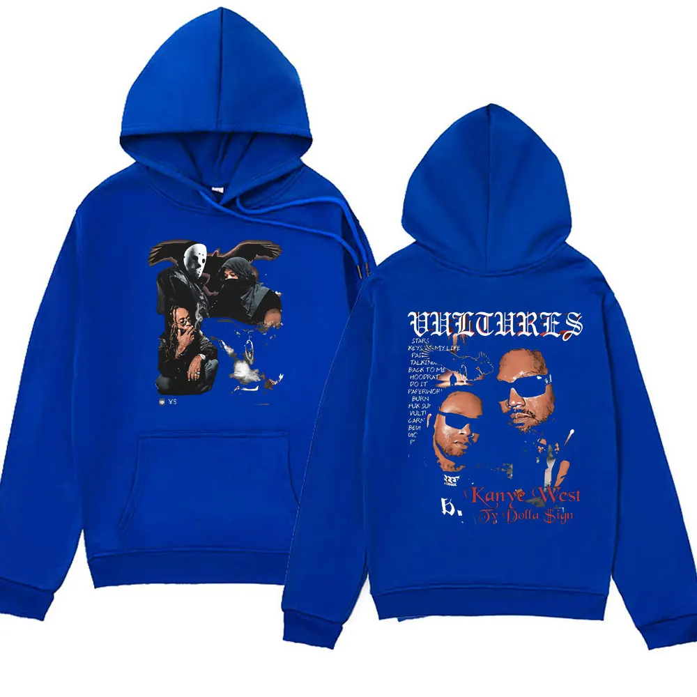 Rapper Kanye West Vultures Music Album Graphic Hoodies Men Women's Hip Hop Sweatshirts Spring Long-sleeved Fleece Pullover Male