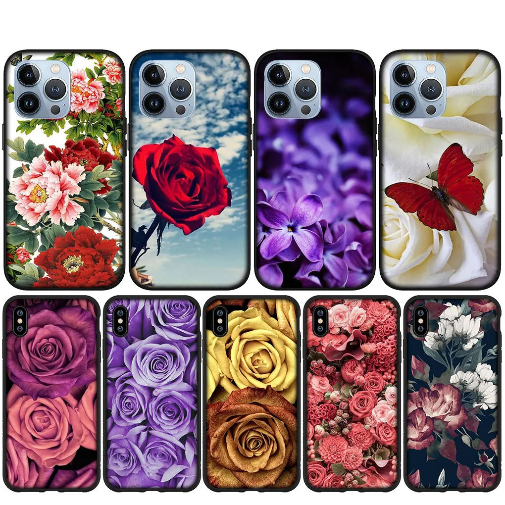 Custodia Rose Infinity On Purple Lavender Flower Cover Per Iphone 15 14 13 12 Mini 11 Pro X Xr Xs Max 7 8 Plus + 15 + Custodia Per Telefono