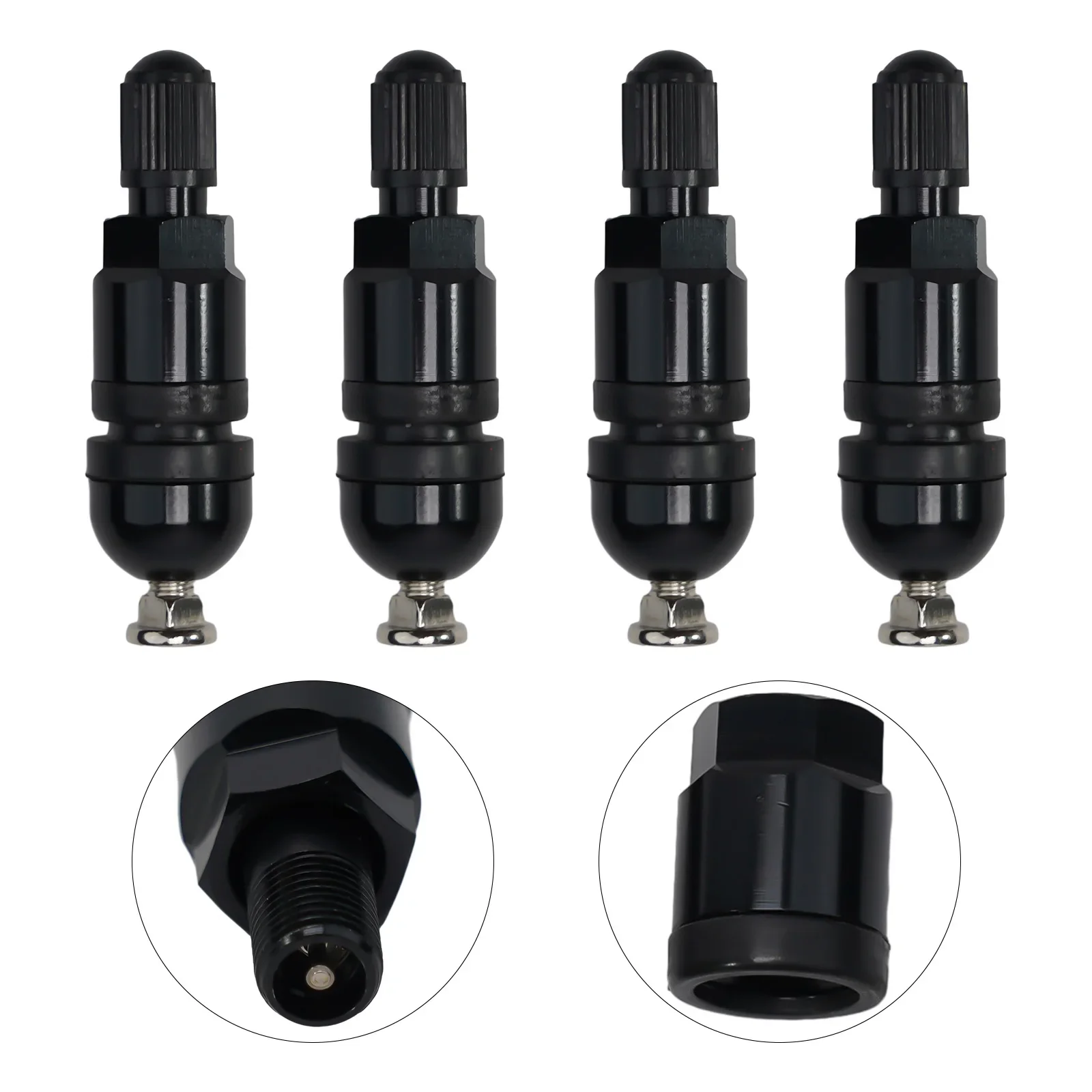 

4pcs Car TPMS Tire Pressure Sensor Valve Stem Repair Kit Fit For-BMW 5 Series Black Car Tire Pressure Monitor System Accessories