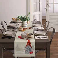Christmas Snowflakes Gnome Linen Table Runners Dresser Scarves Decor Reusable Kitchen Dining Table Runners Christmas Decorations 4