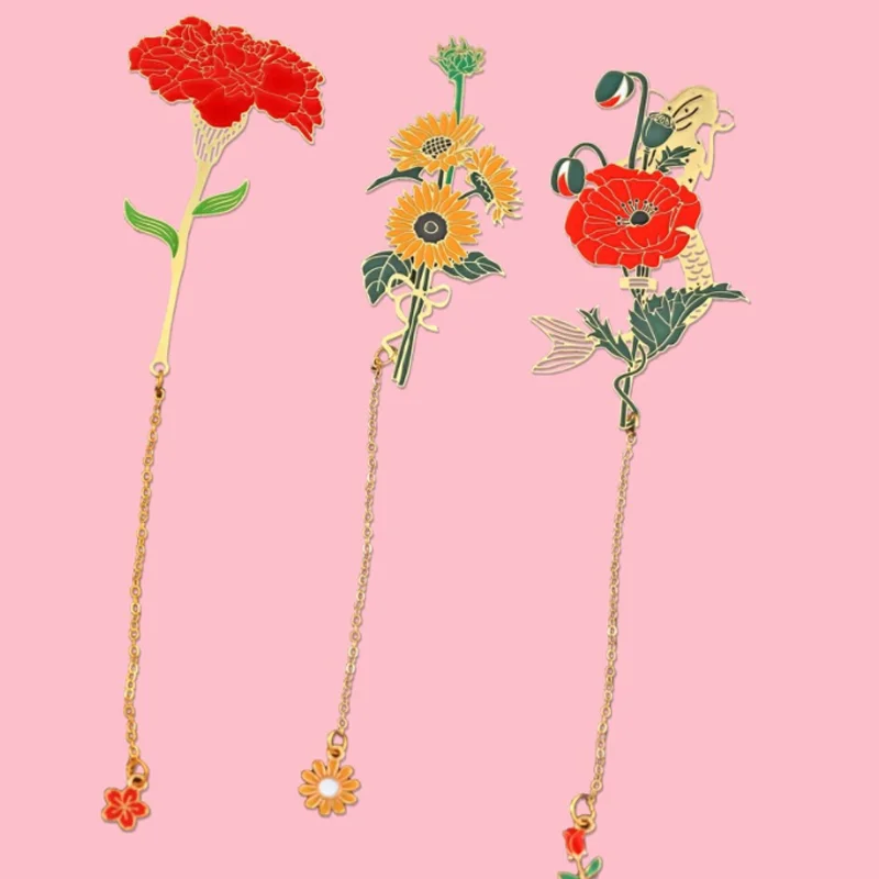 

Sunflower Carnation Bookmark Student Exquisite Study Office Portable Reading Stationery DIY Mother's Day Gift Decora Supplies