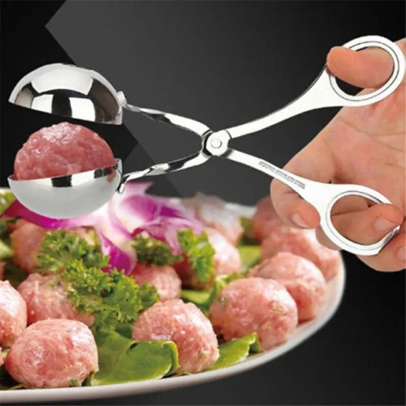 

Stainless Steel Meatball Maker Spoon with Hole Meat Ball Scissors Non Stick Cooking Scoop Kitchen Gadget and Accessories