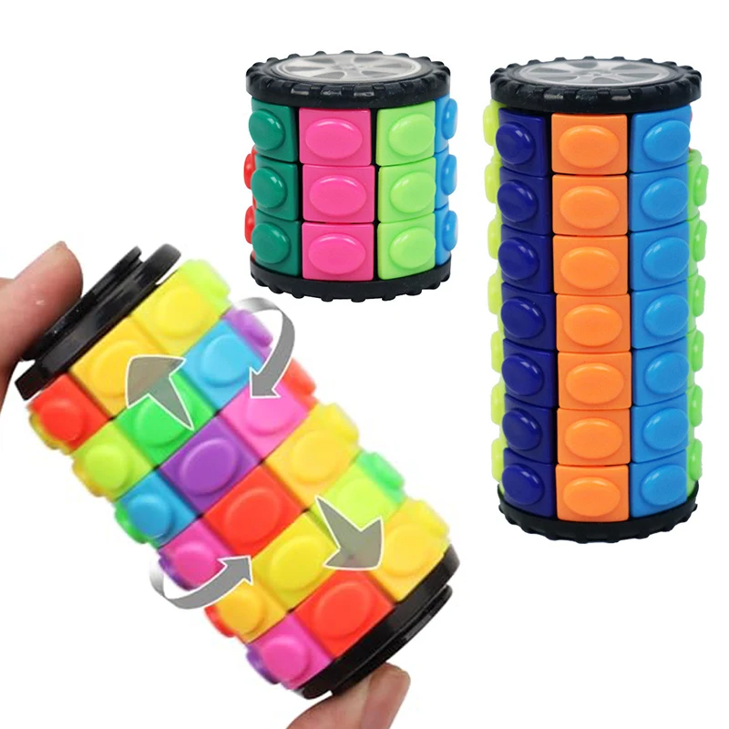 3D Corn Cube Tower 7 Layers Cylinder Stress Relief Decompression Toy Wheel Rotating Develop Intelligence DIY Cylindrical Puzzle