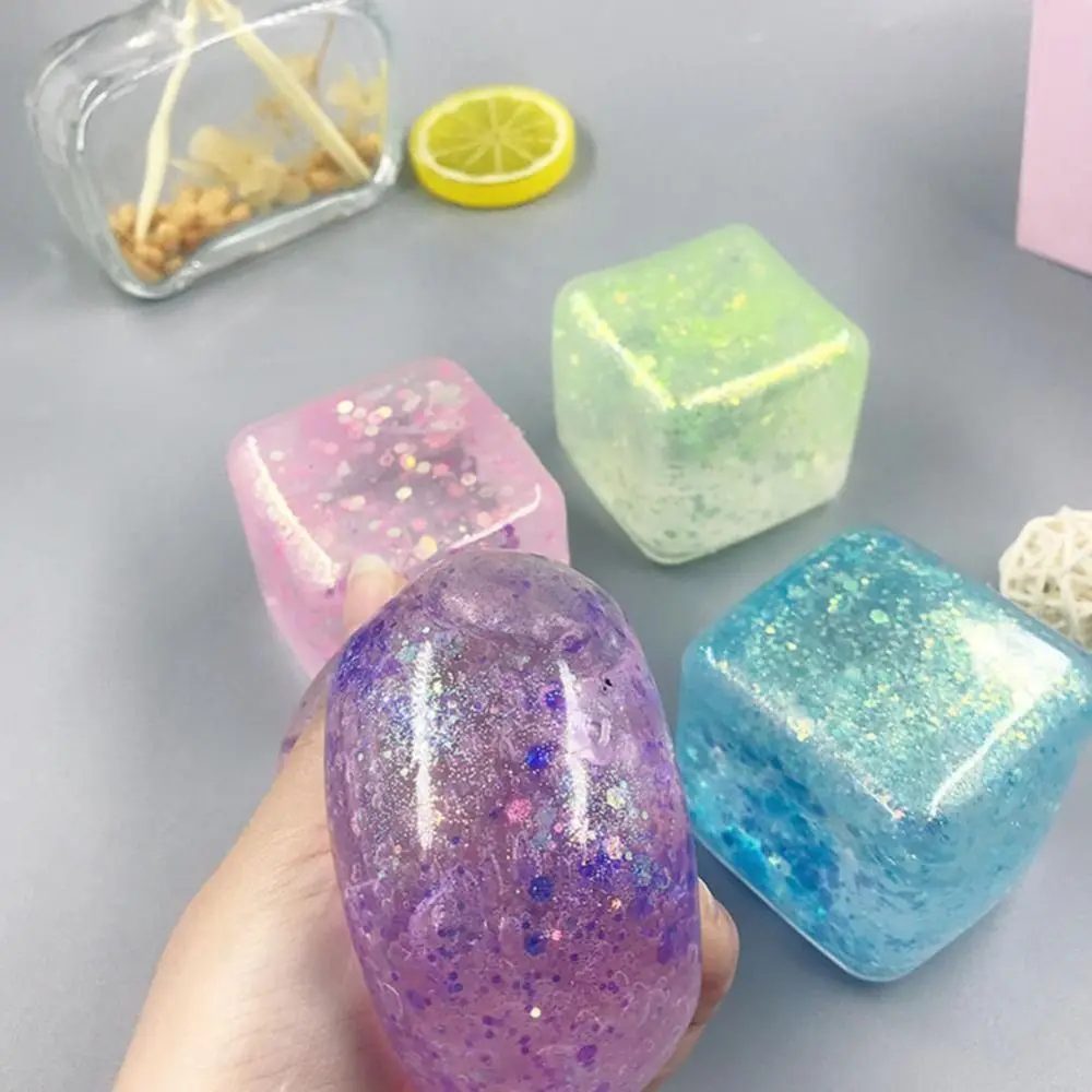 Creative Fidget Toy Mini Squishi Toys Mochi Ice Block Stress Ball Toy Kawaii Transparent Cube Stress Relief Squeeze Toy 2
