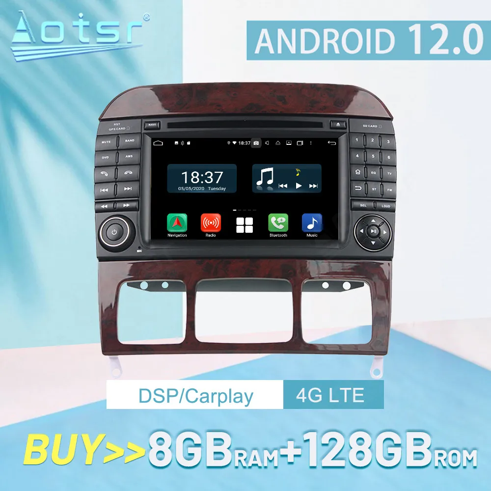 

8 + 128G Carplay для Mercedes Benz S Class W215 W220 S320 S400 S420 S430 S280 S350 Android 12 PX6 мультимедийный плеер GPS навигация