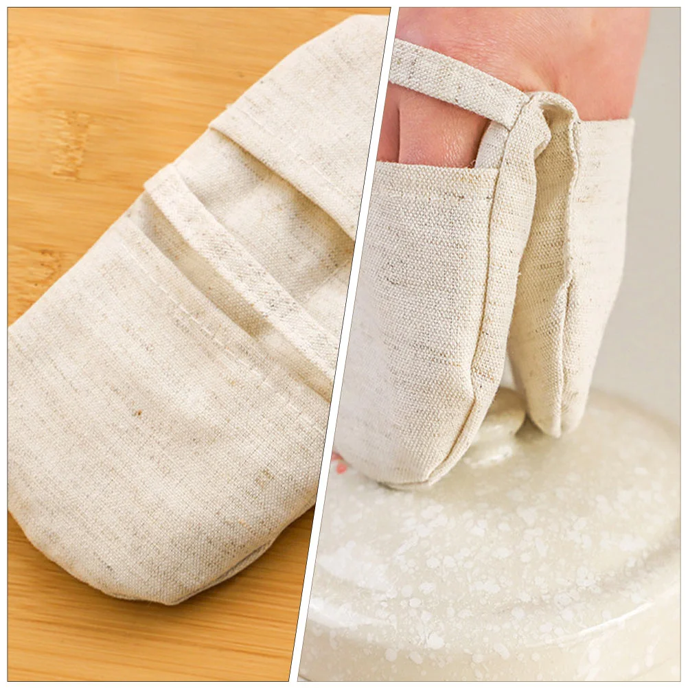 12 Pcs Beige Cotton Linen Oven Mitts Kitchen Gloves Heat Insulation Cooking Baking Protection Non Slip Pot Holder Thermal