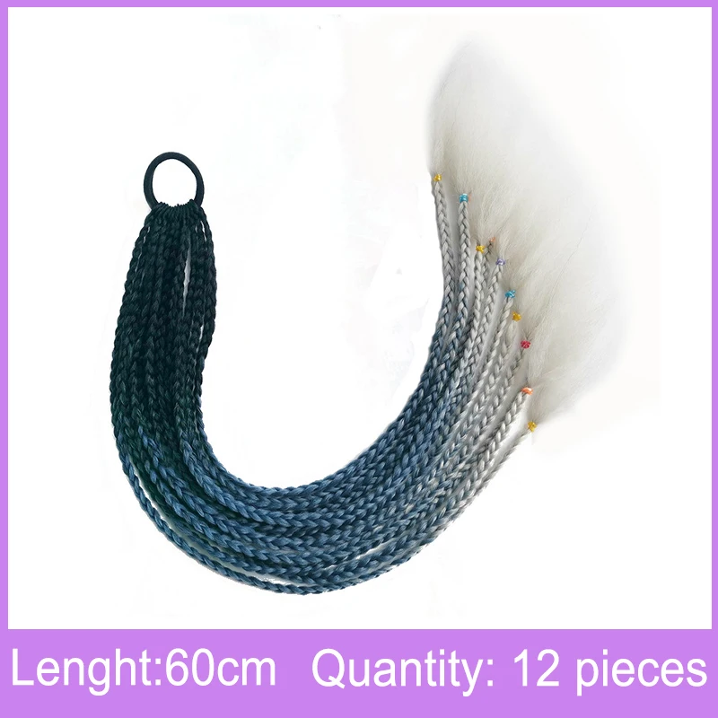 New Braids Wigs Long Hair For Women Color Pigtails Hip Hop Twist Gradient Color Ethnic Style Three-strand Dirty Braids Ponytail elastic headbands for women Hair Accessories