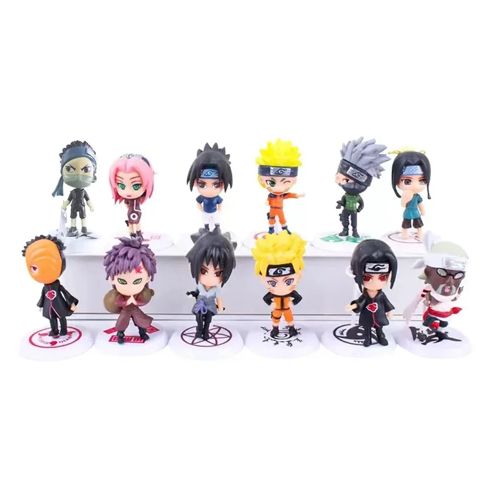 Set of 6 Naruto Character Figurines with Personality Bases - Mini Collectible Toys Gift Set
