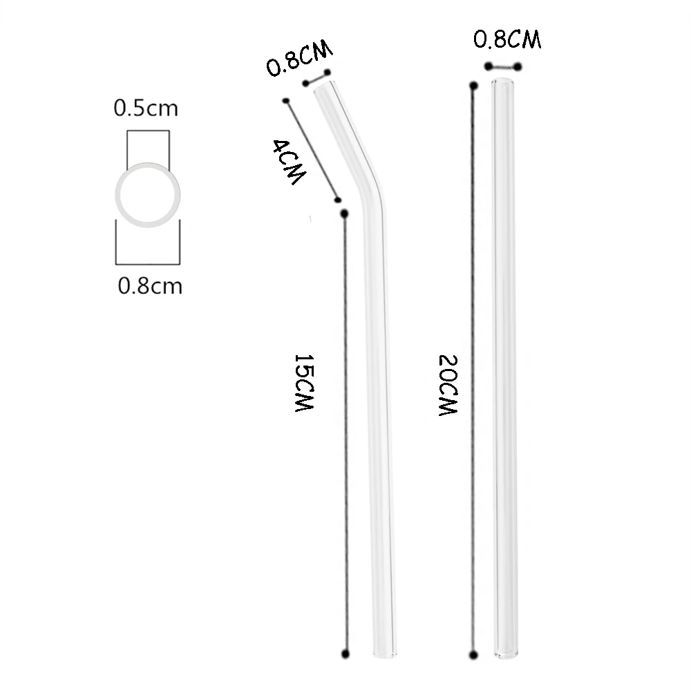 Eco-Friendly Reusable Glass Straw Set with Cleaning Brush