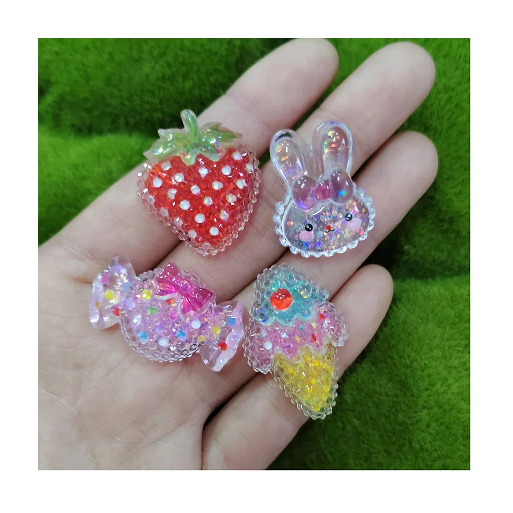 

Kawaii каучуковые плоские застежки блестящие конфеты мороженое кролик клубника Кабошон DIY домашнее ремесло аксессуары для декора