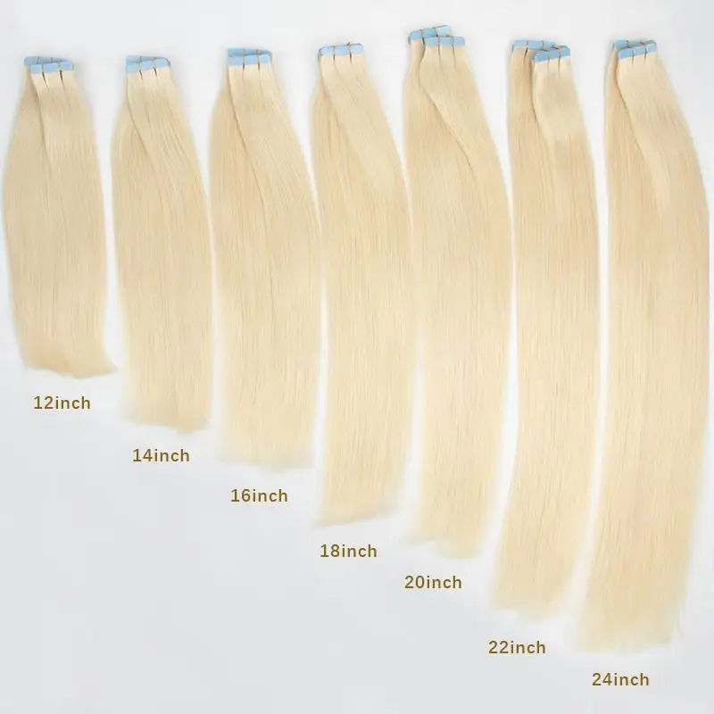 Human Hair Tape In Hair Extensions Machine Made Remy Extensions Full Head 40pcs Brown Blonde 12-24inch Thick Ends Tape On
