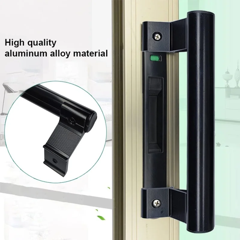 8 Inch Glass Door Pull Handle for Patio Doors Universal Right/Left Aluminum Alloy Sliding Door Handles Furniture Cabinet Handle