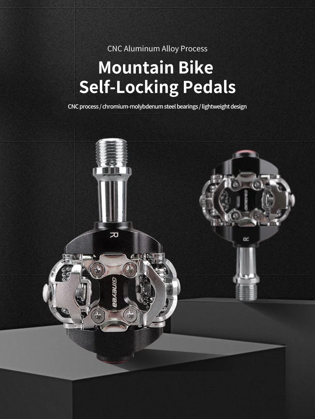 

GINEYEA Mountain Bike Self-Locking PedalsAluminium SPD Self-Locking Pedals with Locking PlateSealed Bearing Pedals