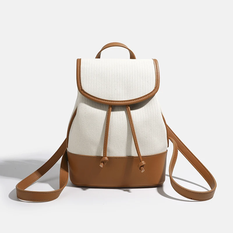 

Luxurious Design Women's Bags Retro High-end Niche Simple Canvas Splicing Large Capacity Fashionable Commuter Backpack