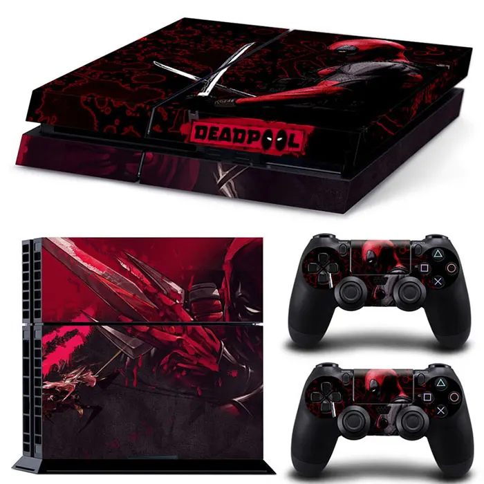 Marvel Deadpool Vinyl Skin Sticker for PS4 Slim Console and 2 Controllers Decal Cover Game Accessories 