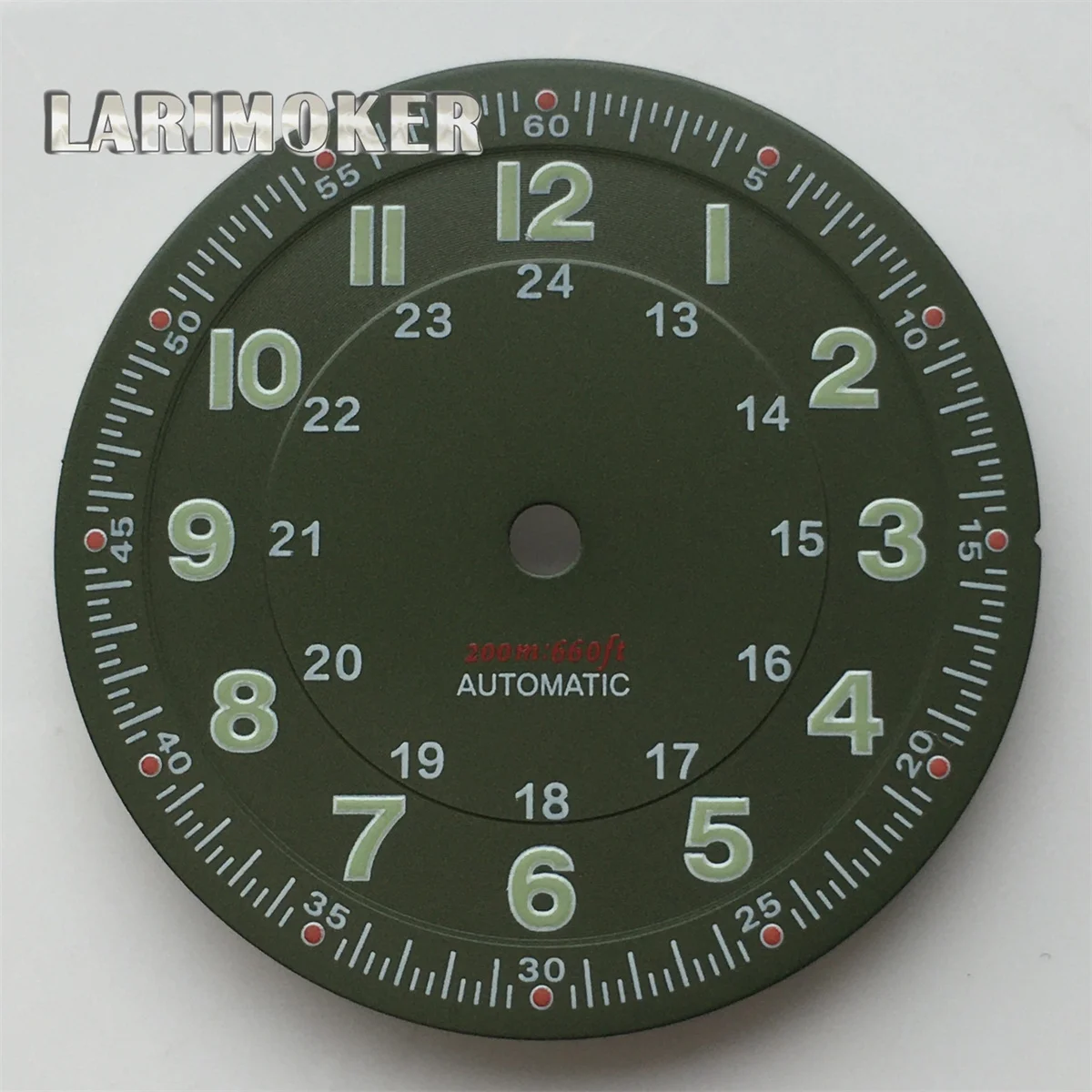 Classic 29mm Pilot Style Watch Dial Face with Arabic Numerals and Hands Set