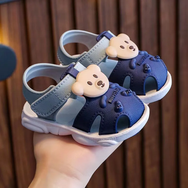 아기신발Baby Girls Boys Sandals Summer Toddler Closed Toe Little Bear Beach Shoes Newborn First Walkers Breathable Flat Sandals