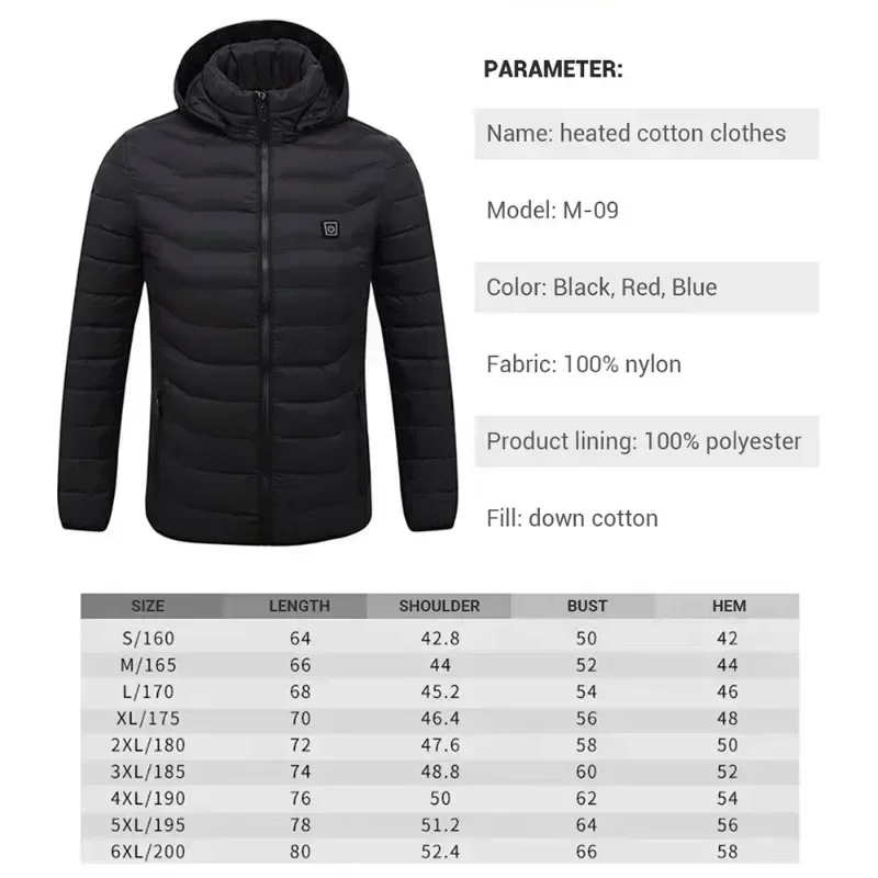 Heated Jacket Men Women Winter Warm USB Heating Jackets Coat Smart Thermostat Heated Clothing Waterproof Warm Jackets Outdoor