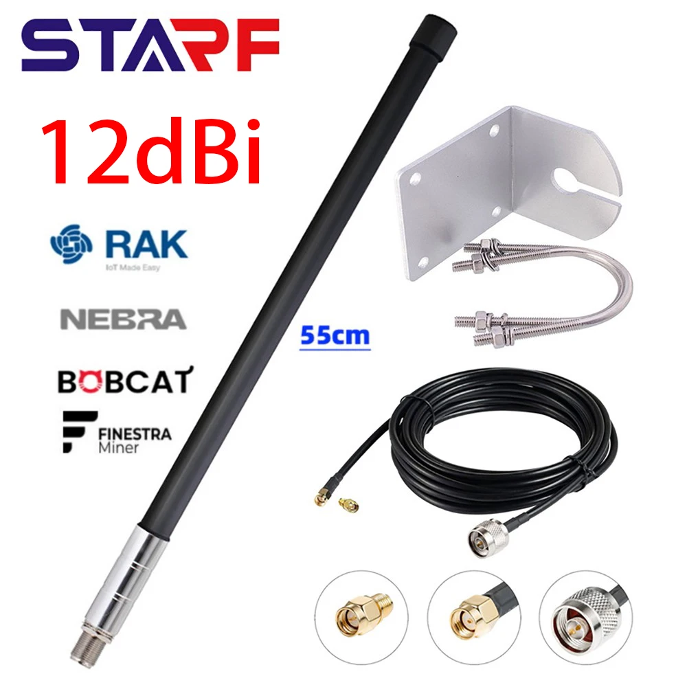 

12 DBi Helium Hotspot Miner Antenna RAK Nebra Bobcat 300 MNTD HNT Miner Lora Omni Antenna US915 EU868 Outdoor Fiberglass Aerial