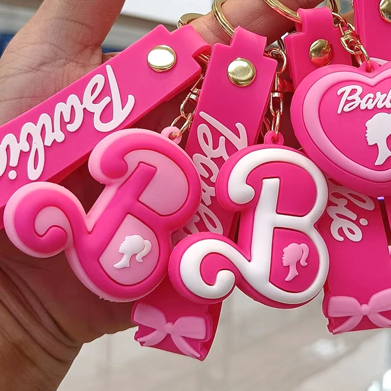 

Cartoon Barbie Heart Shaped Letter High Heels Feature Car Keychain Pink Trend Girls Toys Film Accessories Bags Backpack Pendant