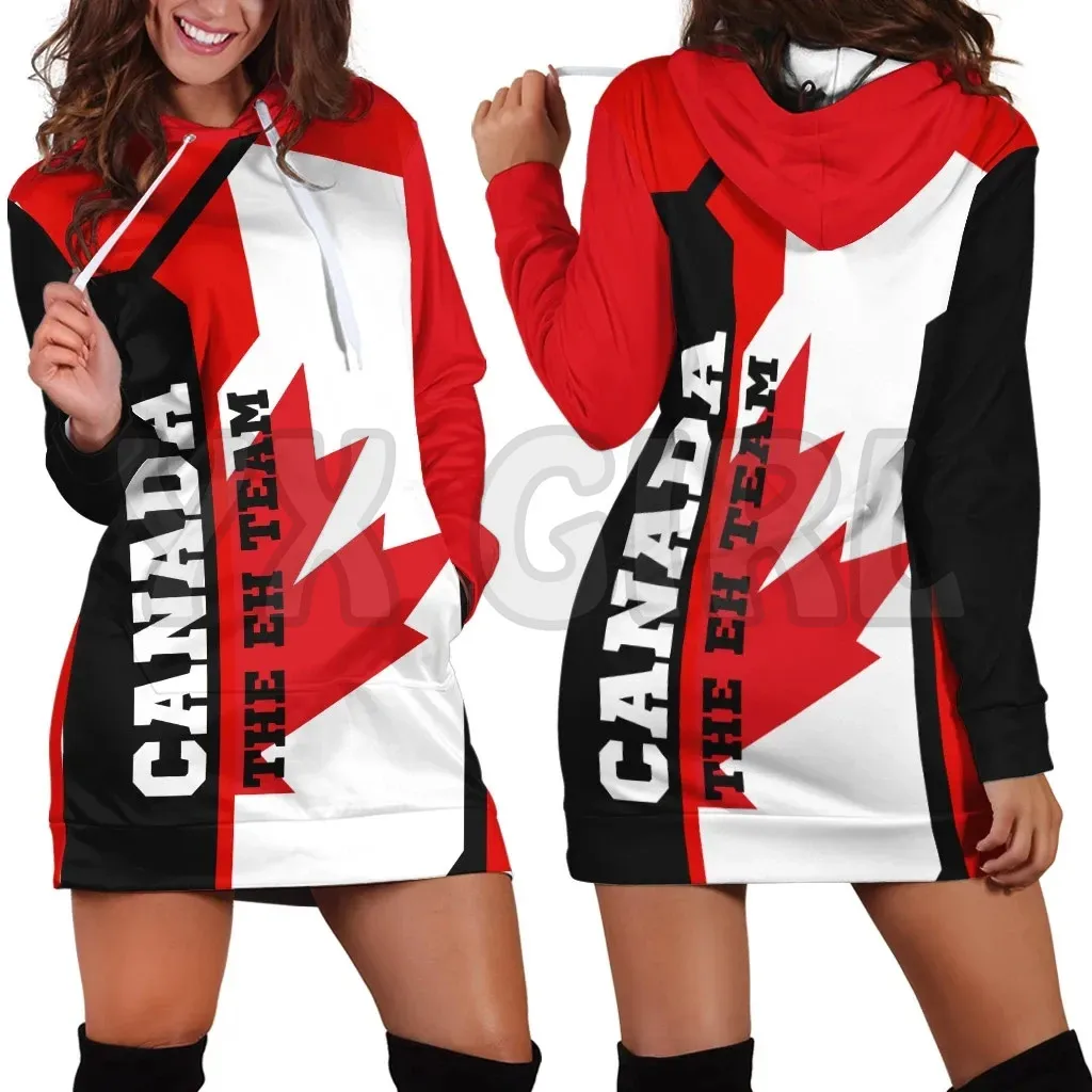 YX GIRL Canada New Platform The Eh Team3D Printed Hoodie Dress Novelty Hoodies Women Casual LongSleeve Hooded Pullover Tracksuit