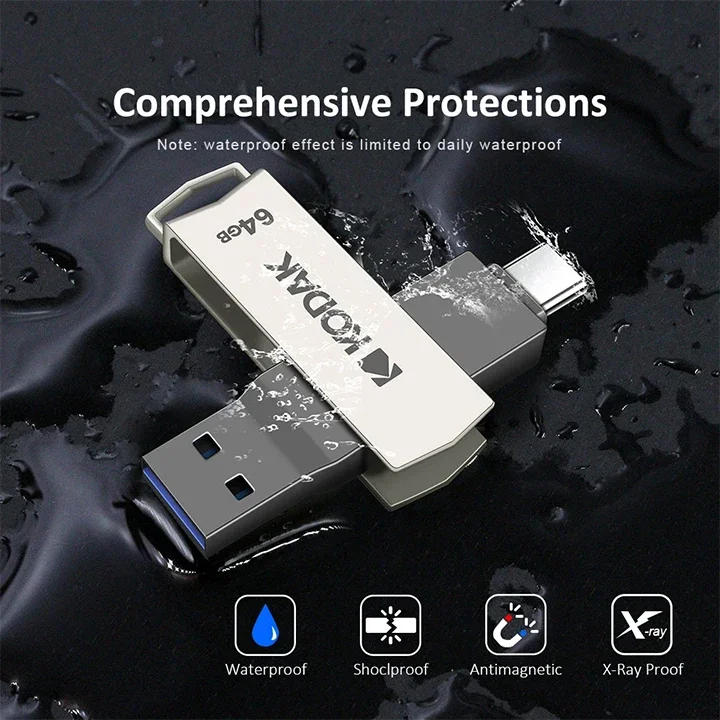 Kodak USB 3,2 Typ C Flash-Laufwerk 256GB 128GB 32GB Pen drive Hochgeschwindigkeits-Dual-Memory-Stick für Smartphone-Laptop – Detail 8