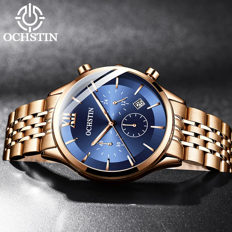 New Men’s Watches Top Brand Big Sport Watch Luxury Men Military Steel Quartz Wrist Watches Chronograph Gold Design Male Clock