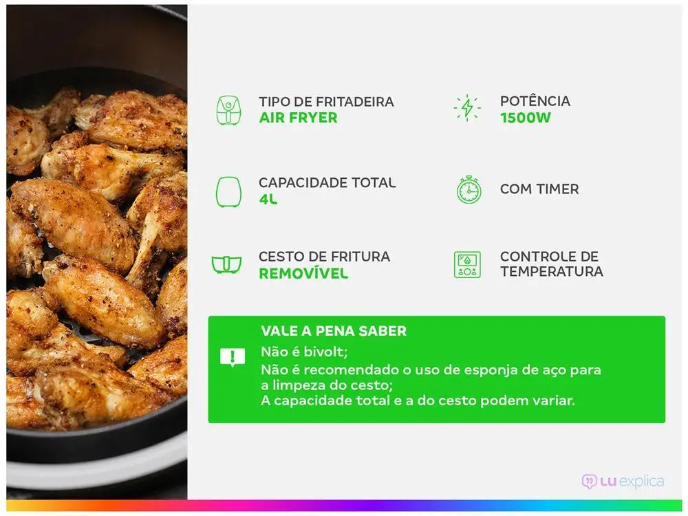 Fritadeira Elétrica sem Óleo/Air Fryer Mondial - 220V 2