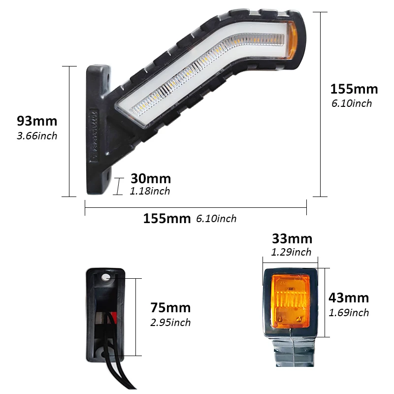 차량용 2x LED 사이드 마커 조명, 방향 지시등, 범용 램프, SUV 밴, 화물차, Rvs 버스, 보트, 트레일러, 트럭 픽업, 12V, 24V