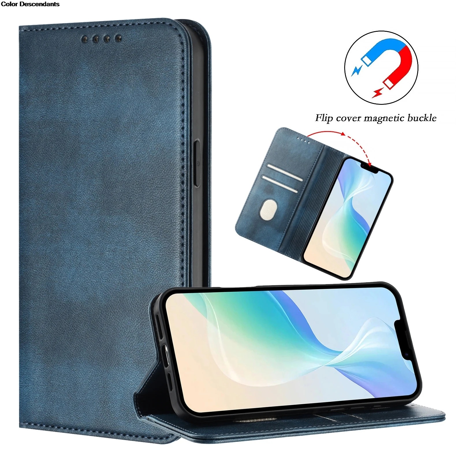 Luxury Leather Magnetic Case with Card Slots and Shockproof Book Cover