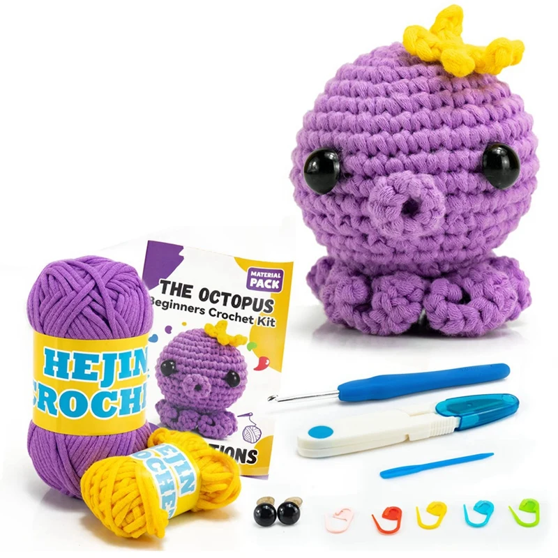 

Crochet Starter Kit With Knitting Yarn Needles Plush Doll Easy For Includes Enough Yarn Hooks