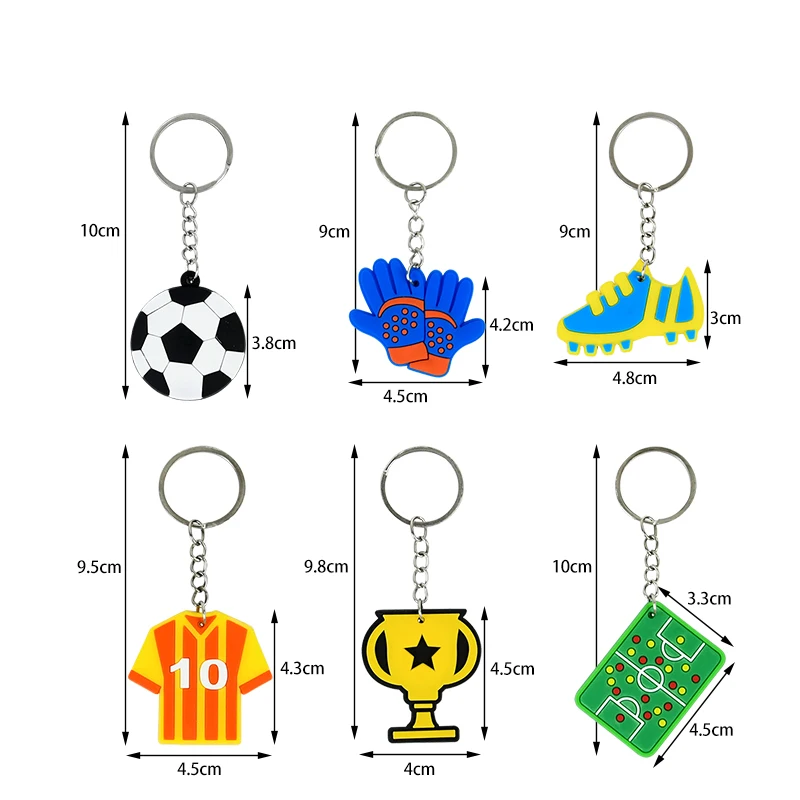 6/12Pcs Soccer Party Favors Keychain Kids Sports Theme Birthday Party Silicone Football Pendants Goodie Bag Pinata Fillers Toy
