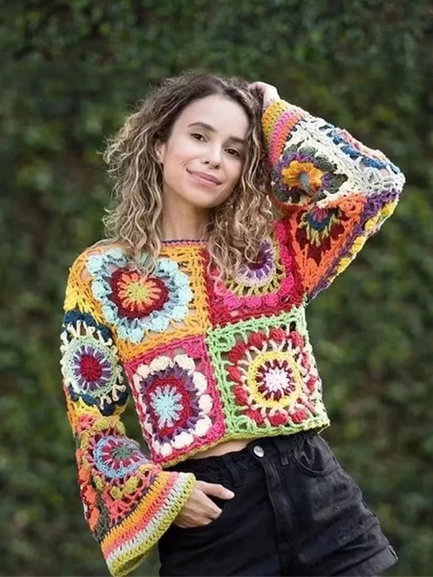 Bohemian Handmade Crochet Hollow Out Holiday Style Sweater Women's Beach  Cover Up Natural Fiber Long Sleeve Crew Neck Tops A1860 - Cover-ups -  AliExpress