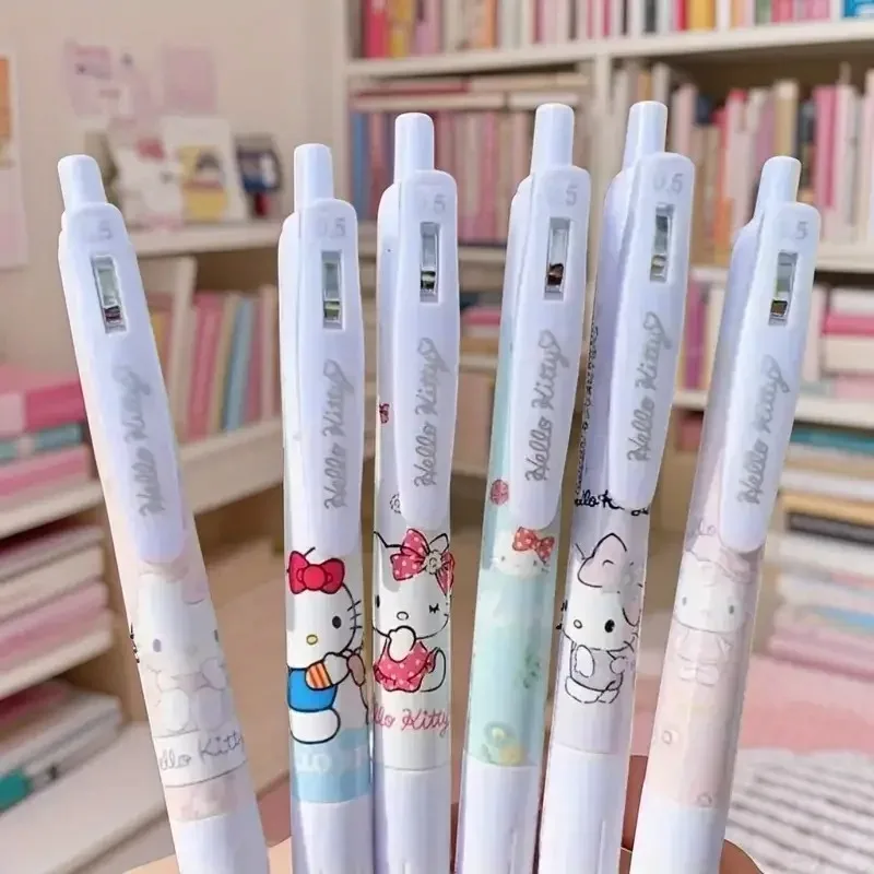 6pcs/lot Sanrio Hello Kitty Gel Pens Kawaii Stationery Black Signature Pen Writing Tools School Office Supplies Toys Gifts