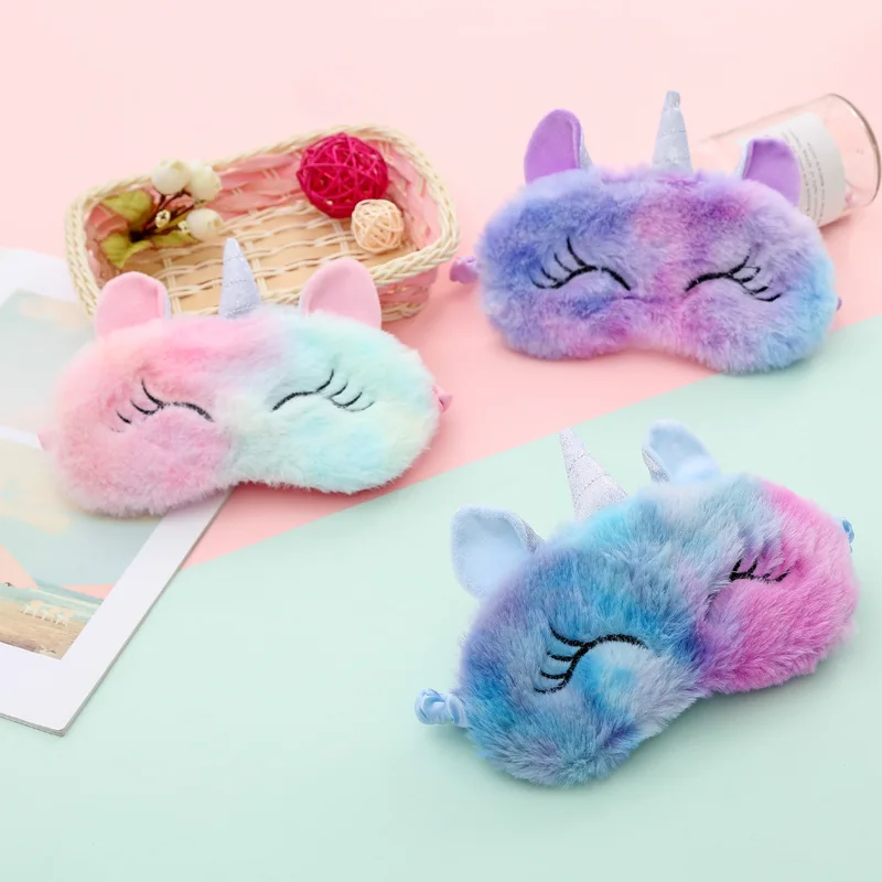 

Cute Plush Unicorn Blackout Eye Mask Teenage Cartoon Student Sleeping Blindfold Eye Mask Blackout Eye Mask