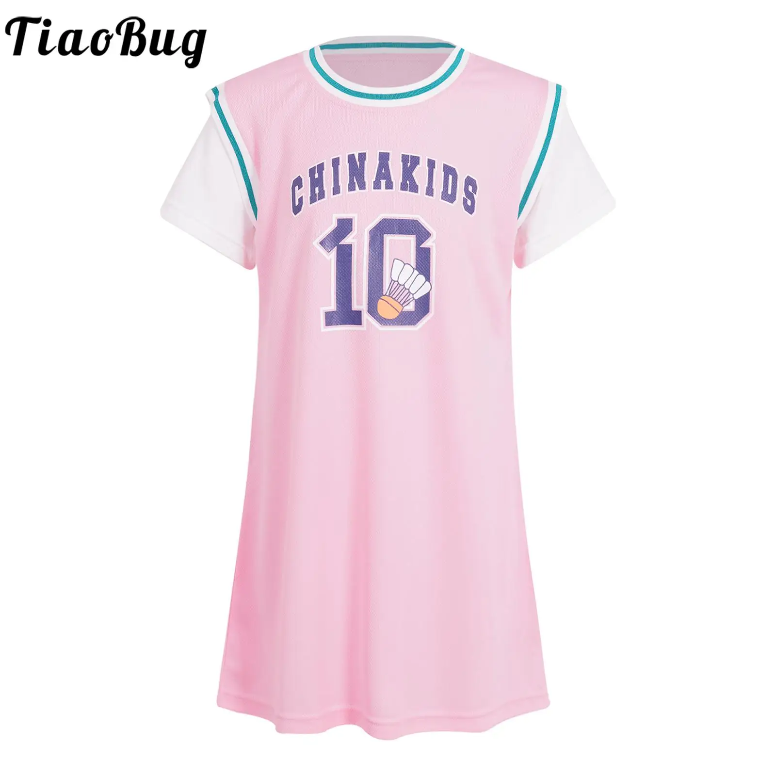 Bambini Ragazze Vestito Sportivo Manica Corta Lettere Numero Stampa Abiti Corti Per Tennis Badminton Activewear Allenamento Danza Abbigliamento Sporti
