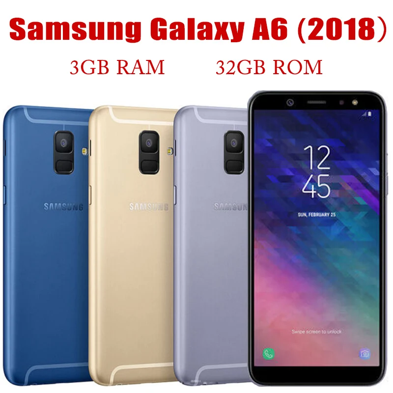 

Original Samsung Galaxy A6 (2018) A600F 5.6 Inches Octa Core 3GB RAM 32GB ROM LTE 4G 16MP Camera Dual SIM Unlocked Cell Phone