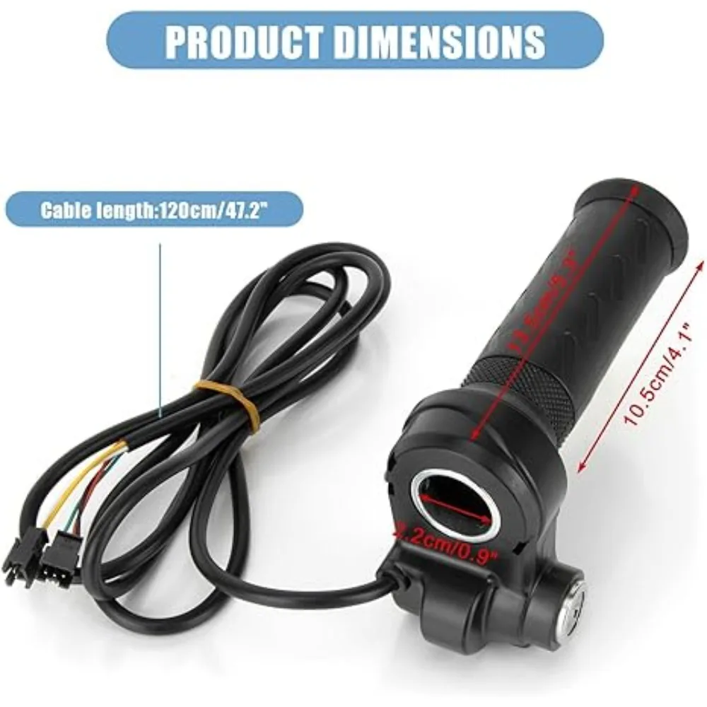 Universal Full Twist Ebike Throttle Controller with 2 Keys for Electric Bikes and Scooters, 22MM