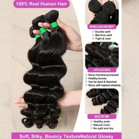 GOWIK Bundles de Cheveux Humains Ondulés (Loose Body Wave) 30 32 34 34 Pouces, 100% Cheveux Vierges Brésiliens Non Traités, 3/4 Bundles de Cheveux Ondulés Profonds (Loose Deep Wave), Extensions de Cheveux Humains 5