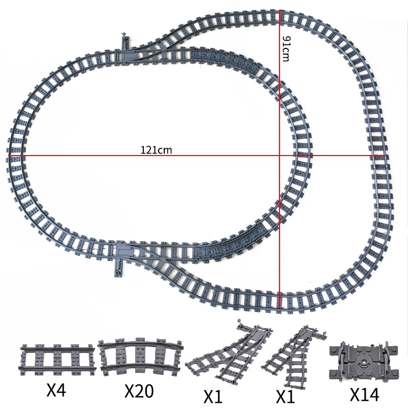 City Trains Flexible Switch Railway Tracks Rails Crossing Forked Straight Curved Building Block Bricks Toys Compatible with 7996 wood blocks for crafts Blocks