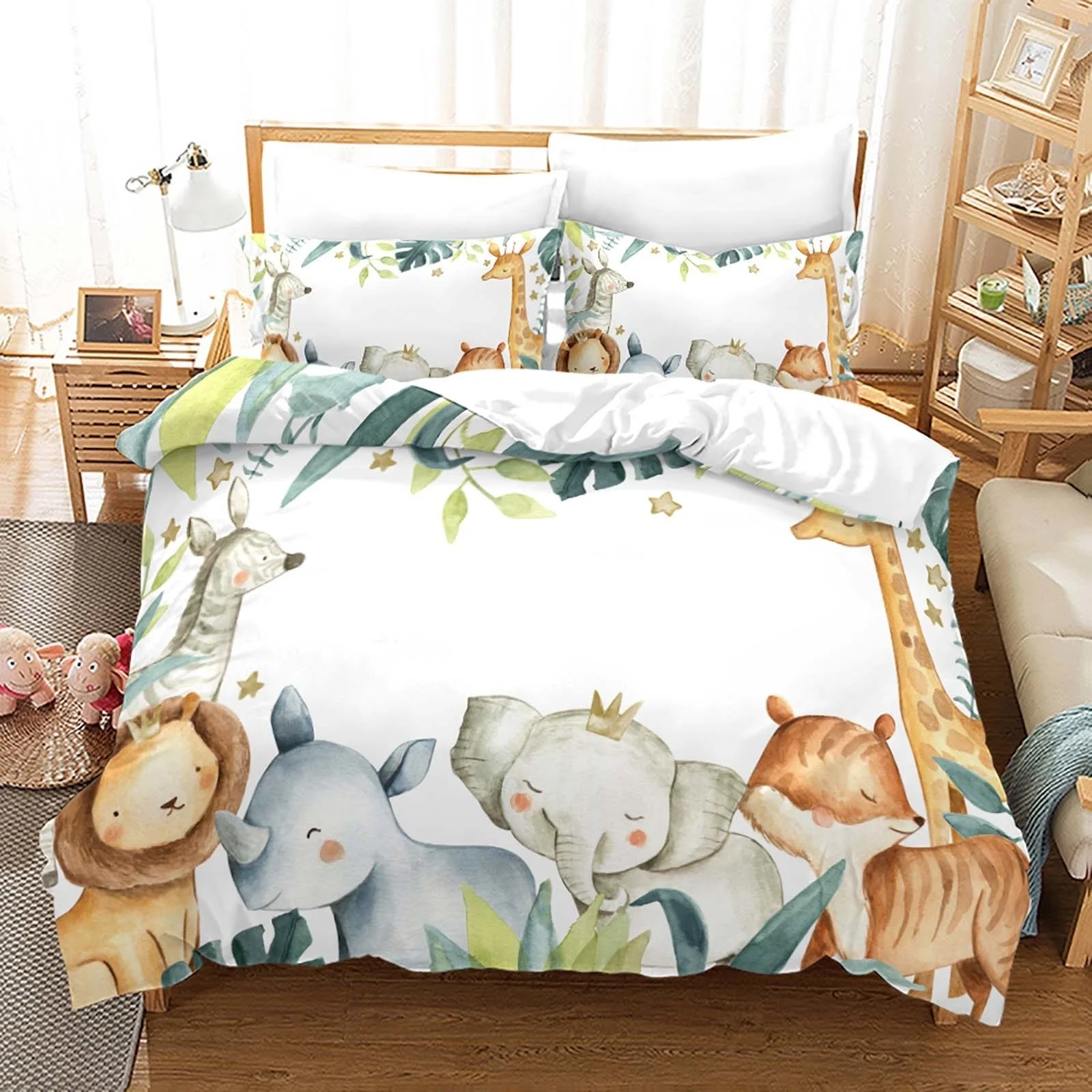 

Cute Animals Bedding Set Quilt Cover Twin Full Queen King Size With Pillowcases Bed Set Aldult Kid Bedroom Decor Gift