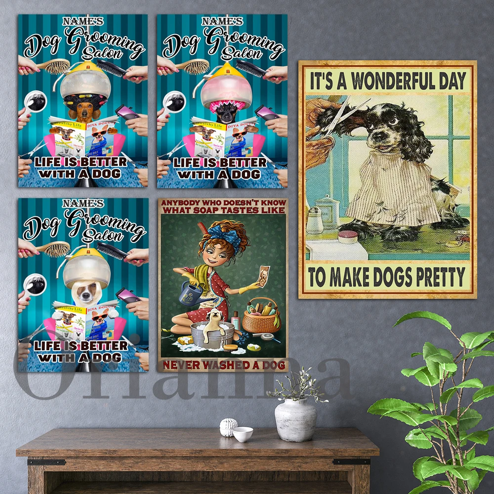 

Dog Grooming Salon Poster, Life Is Better With A Dog Print, Funny Dog Hairstylist Wall Art, Dog Hairdresser Groomer Decor Gift