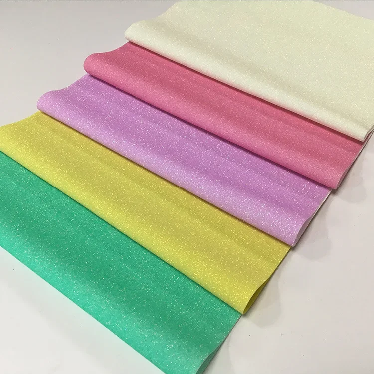 Elastic PU Shoe Material with Shiny Rainbow Glitter Gold Onions for Mobile Phone And Bag Fine Powder Glitter Cloth Bottom