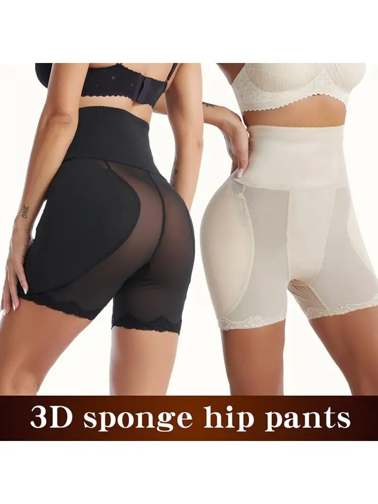 3XL Women Thin High Waist Closing Pants And Hip Lifting Sponge Pad False Ass Body Shaping Underwear Sexy Fashion Black Complexio |