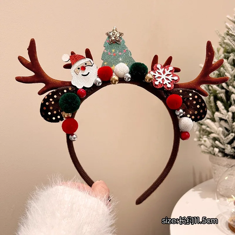 Christmas Headbands Snowman Reindeer Antlers Santa Design Hairband New Year Hair Accessories Xmas Gifts Photo Booth