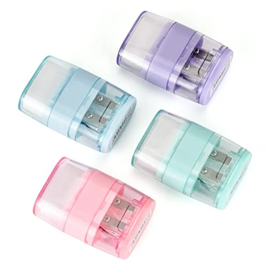 Multicolored Manual Pencil Sharpener with Eraser Set