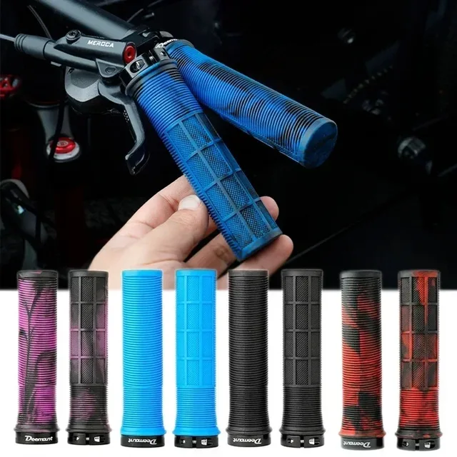 Bicycle Handlebar Grips TPR Anti-Skid MTB Road Bike Handle End Grips Shockproof Aluminum Lock Ring MTB Cuffs Mountain Bike Part