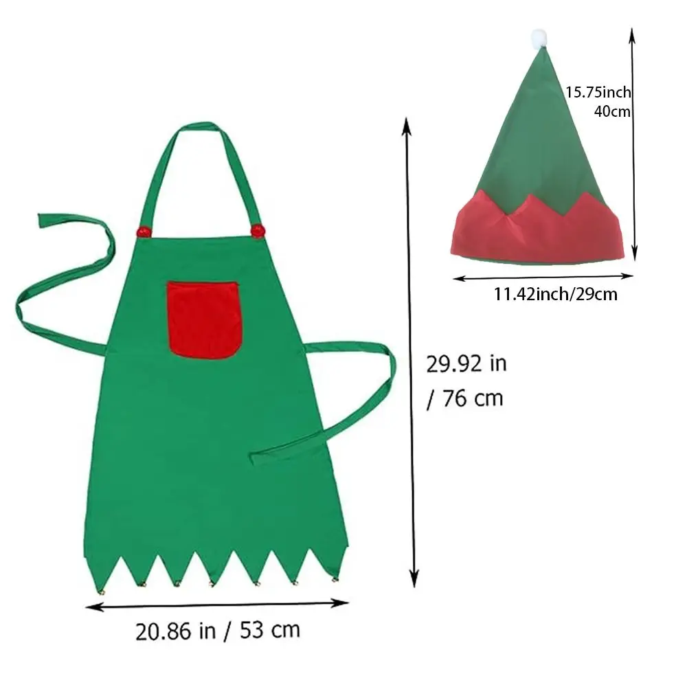 Family Non-Woven Christmas Apron and Hat Cosplay Funny Party Props photography Props Costume Green Apron Christmas