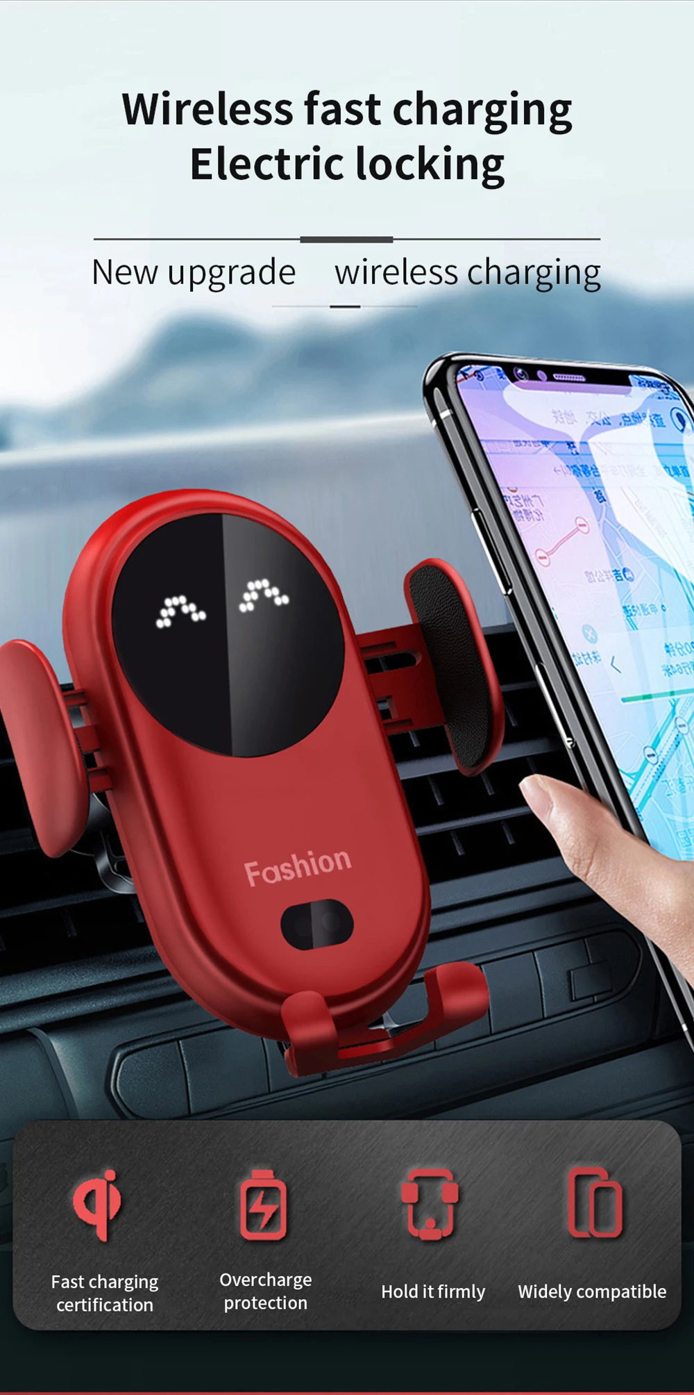 S11 Car Stand Support Wireless Charger Smart Infrared Sensing Portable Car Phone Holder Fast Charge Automatic Telescopic Bracket phone stand for car