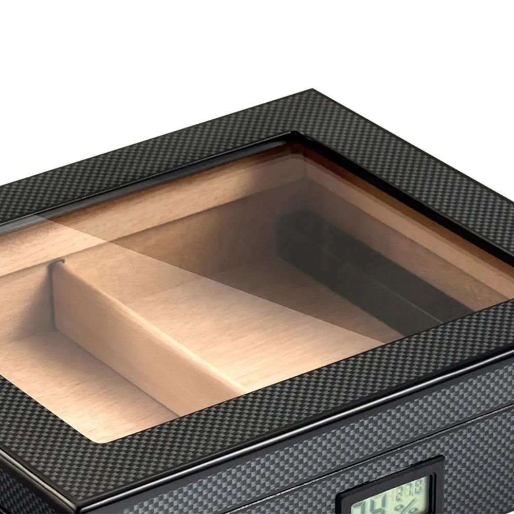 Portable carbon fiber humidor humidor high-end electronic display constant temperature cedar wood box